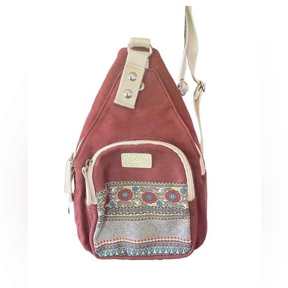 Canvas Artisan backpack/ sling bag. Red/rusty color. Like new. EUC. - Picture 14 of 14